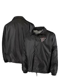 Dunbrooke Black Atlanta Falcons Coaches Classic Raglan Full Snap Windbreaker Jacket At Nordstrom