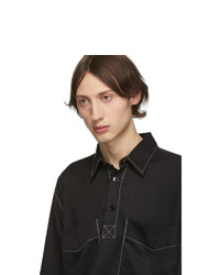 Schnaydermans Black Boxy Popover Shirt