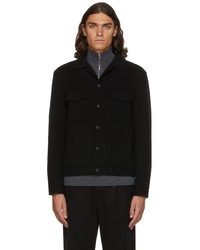 Theory Black Cashmere Double Face Trucker Jacket
