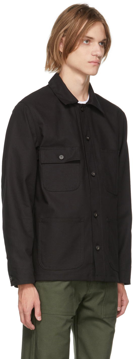 Naked & Famous Denim Black Chore Coat, $210 | SSENSE | Lookastic