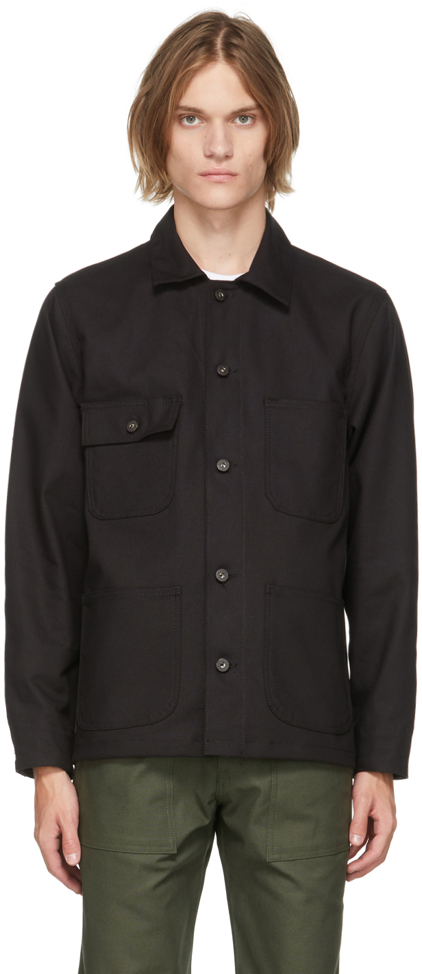 Naked & Famous Denim Black Chore Coat, $210 | SSENSE | Lookastic