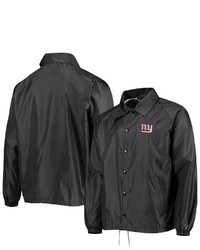 Dunbrooke Black New York Giants Coaches Classic Raglan Full Snap Windbreaker Jacket