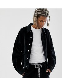 Crooked Tongues Cord Jacket In Washed Black