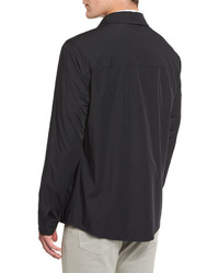 Ermenegildo Zegna Snap Front Long Sleeve Shirt Jacket Black