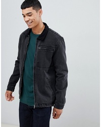New Look Worker Jacket With Cord Collar In Black