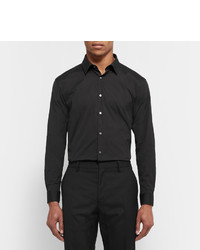 Burberry Black London Slim Fit Stretch Cotton Blend Poplin Shirt