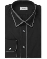 Brioni Black Piped Cotton Shirt