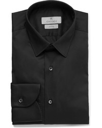 Canali Black Slim Fit Stretch Cotton Blend Shirt