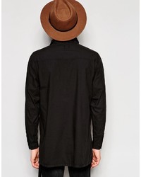 Asos Brand Black Shirt With Cowl Neck And Strap Detail In Regular Fit