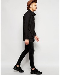 Asos Brand Black Shirt With Cowl Neck And Strap Detail In Regular Fit