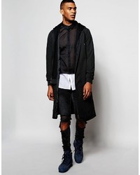 Asos Brand Sheer Shirt In Black With Contrast Hem And Half Sleeves In Regular Fit