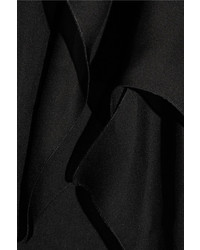 Roberto Cavalli Crochet Trimmed Ruffled Silk Chiffon Shirt Black