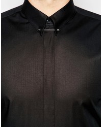 Hugo Boss Hugo Hugo By Smart Shirt In Slim Stretch Cotton And Collar Bar