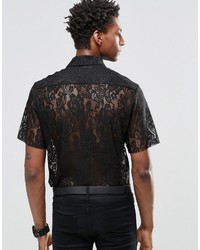 Reclaimed Vintage Lace Shirt With Neck Tie
