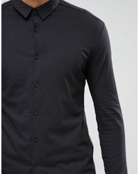 Lindbergh Jersey Shirt In Black Slim Fit