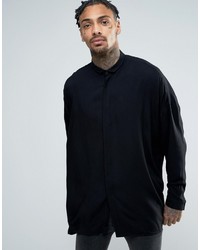 Asos Oversized Viscose Shirt With Dropped Shoulder In Black