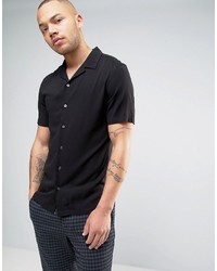 Asos Skinny Viscose Shirt With Revere Collar In Black
