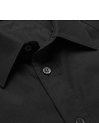 Alexander McQueen Slim Fit Harness Detailed Piqu Panelled Cotton Poplin Shirt