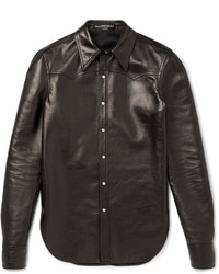 Balenciaga Slim Fit Leather Western Shirt