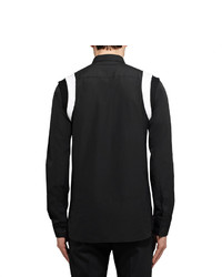 Givenchy Slim Fit Ribbed Knit Panelled Cotton Poplin Shirt