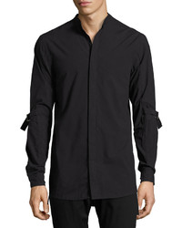 Helmut Lang Strap Sleeve Cotton Shirt Black