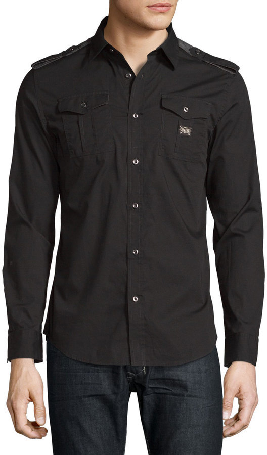 overspringen Werkgever Denk vooruit Diesel Stretch Woven Cargo Shirt Black, $81 | Last Call by Neiman Marcus |  Lookastic