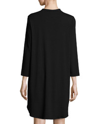 Eileen Fisher 34 Sleeve Mandarin Collar Jersey Shirtdress