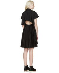 Sacai Black Poplin Pleated Shirt Dress