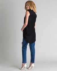 Etienne Deroeux Sleeveless Silk Blend Shirt Dress Black