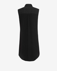 Etienne Deroeux Sleeveless Silk Blend Shirt Dress Black