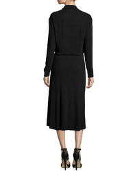 Donna Karan Long Sleeve Belted Shirtdress Black
