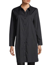 Eileen Fisher Long Sleeve Stretch Cotton Lawn Shirtdress Plus Size
