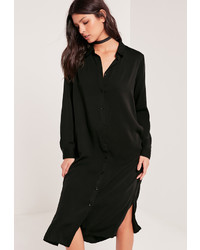 Missguided Midi Shirt Dress Black