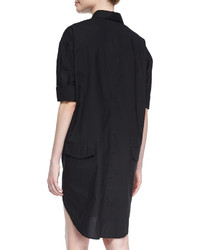 Acne Studios Short Sleeve Button Front Shirtdress Black