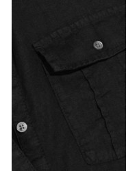 James Perse Utility Linen Shirt Dress Black