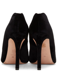 Alexander McQueen Black Velvet Pointed Heels