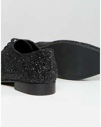 Dune Glitter Lace Up Shoes In Black
