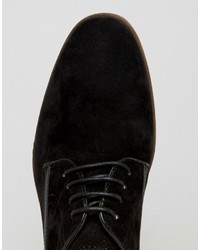 Asos Lace Up Shoes In Black Suedette With Contrast Details