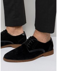 Asos Lace Up Shoes In Black Suedette With Contrast Details