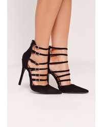 Missguided Black Multi Buckle Court Shoes