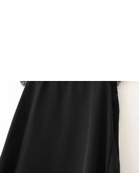 Black Short Sleeve Sheer Lace Blouse
