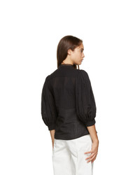 See by Chloe Black Voile Puff Sleeve Blouse