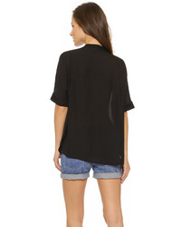 Vince Color Tipped Popover Blouse