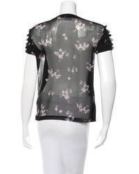 RED Valentino Floral Print Short Sleeve Blouse