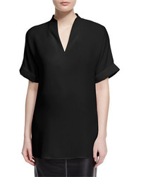 Lafayette 148 New York Josie Short Sleeve Silk Blouse Plus Size