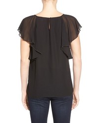 Two By Vince Camuto Embellished Flutter Sleeve Chiffon Top