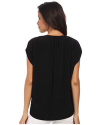 Adrianna Papell V Neck Blouse With Roll Crossed Body