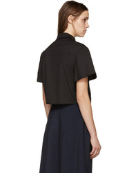 Proenza Schouler Black Poplin Cropped Shirt