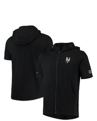 LEVELWEA R Black New York Mets Recruit Short Sleeve Full Zip Hoodie Jacket At Nordstrom