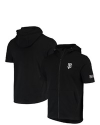 LEVELWEA R Black San Francisco Giants Recruit Short Sleeve Full Zip Hoodie Jacket At Nordstrom